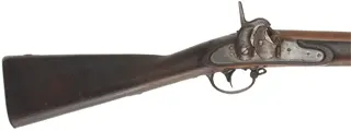 Frankford Arsenal Maynard Conversion Musket,
.69 caliber rifled, 42" barrel, 
walnut, iron, percussion, New Jersey marking